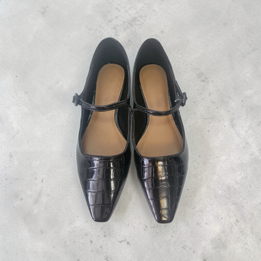 Who What Wear Black Crocodile Flats - Picture 5 of 5